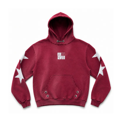 Hoodie Oversized Bicolor con Acabado Sunfade y Detalles Desgastados