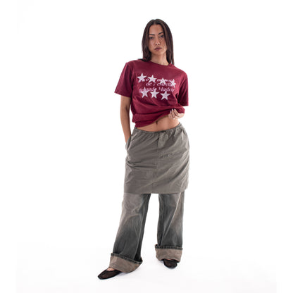 Camiseta Cropped con Acabado Sunfade y Detalles Desgastados