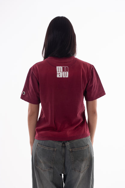 Camiseta Cropped con Acabado Sunfade y Detalles Desgastados