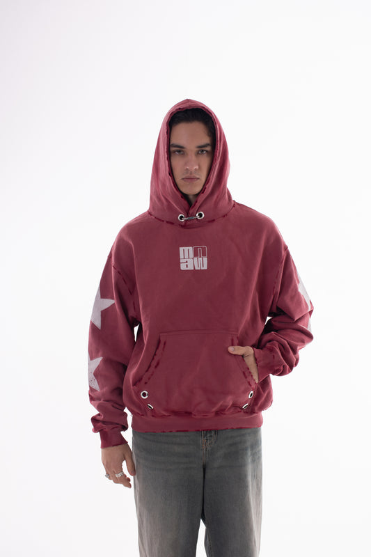 Hoodie Oversized Bicolor con Acabado Sunfade y Detalles Desgastados